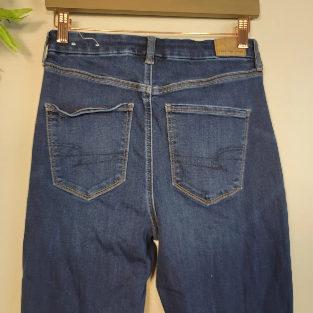 American Eagle Jeans Curvy Super Hi Rise Jeggings Skinny Dark Blue Wash AE 6